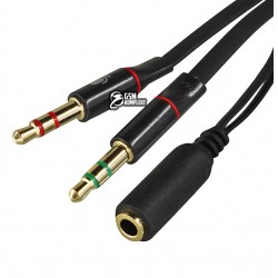 Перехідник для підключення навушників з мікрофоном до комп'ютера 4pin Jack на 2 * 3pin Jack (ky-192 aux)