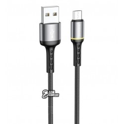 Кабель Micro-USB - USB, Borofone BU33, 1,2 м, 2,4А, с индикатором, черный