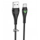 Кабель Type-C - USB, Borofone BX65, с индикатором, 1 метр, 3А, черный