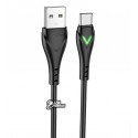 Кабель Type-C - USB, Borofone BX65, с индикатором, 1 метр, 3А, черный