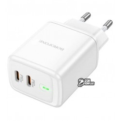 Сетевое зарядное устройство Borofone BN9 2 Type-C 3A 35W PD QC, белое