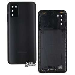 Задняя панель корпуса Samsung A037 Galaxy A03s, черный, со стеклом камеры