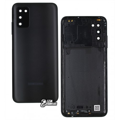 Задняя панель корпуса Samsung A037 Galaxy A03s, черный, со стеклом камеры