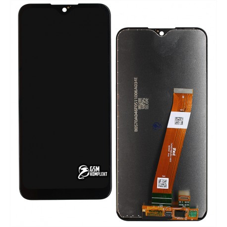 Дисплей для Samsung A015 Galaxy A01, черный, Best copy, без рамки, копия, с широким коннектором
