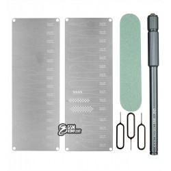 Набір для ремонту друкованих плат та мікросхем QianLi 009 Plus (ручка 012 з цангою, 30 тонких металевих лопаток, шліфувальний брусок, 3 SIM-ключи)