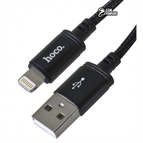 Кабель Lightning - USB, Hoco X89 Wind, в тканинному обплетенні, 1 метр, 2,4А, чорний