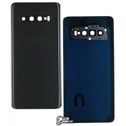 Задняя панель корпуса для Samsung G973 Galaxy S10, черный, со стеклом камеры Задняя панель корпуса для Samsung G973 Galaxy S10, черный, со стеклом камеры