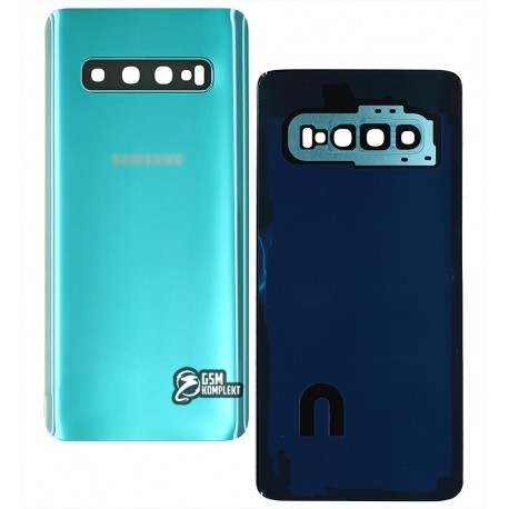 Задня панель корпуса для Samsung G973 Galaxy S10, зелений, із склом камери