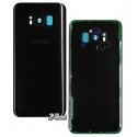 Задня панель корпусу для Samsung G950F Galaxy S8, G950FD Galaxy S8, чорний колір, зі склом камери, повна збірка, оригінал (PRC), midnight black