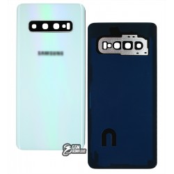 Задняя панель корпуса для Samsung G973 Galaxy S10, белый, со стеклом камеры Задняя панель корпуса для Samsung G973 Galaxy S10, белый, со стеклом камеры
