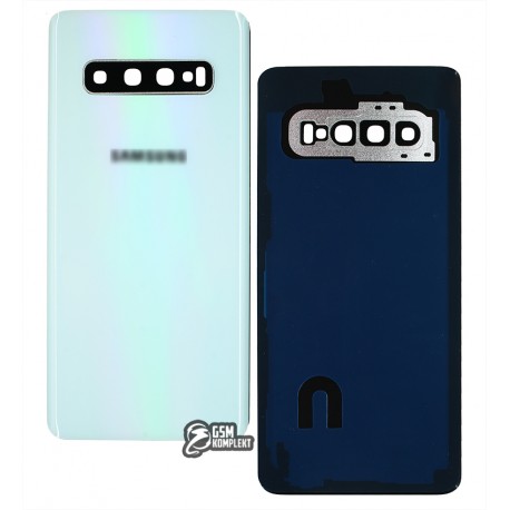 Задня панель корпуса для Samsung G973 Galaxy S10, білий, із склом камери