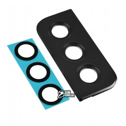 Скло камери для Samsung G991 Galaxy S21 (2021), з чорною рамкою, комплект 3 шт.