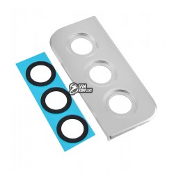 Скло камери для Samsung G996 Galaxy S21 Plus (2021), з серебристою рамкою, комплект 3 шт.