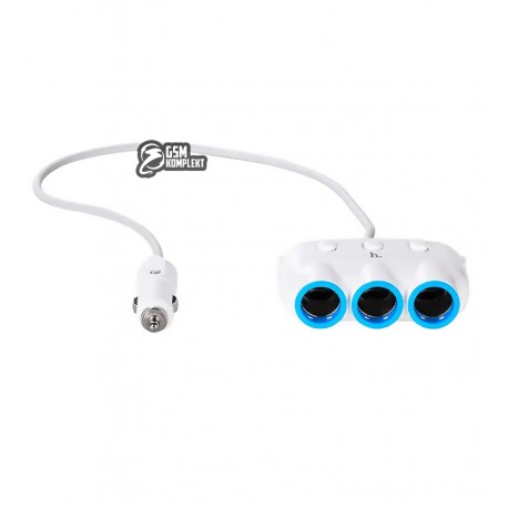 Розгалужувач прикурювача Hoco dual USB triple cigarette lighter charging adapter |3 Sockets/2USB, 3.1-12A, 15.5W| білий