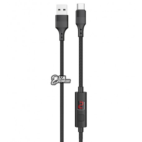 Кабель Type-C - USB, Hoco S13, з таймером вимкнення, 1м, до 2А, силіконовий, чорний
