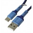 Кабель Type-C - USB, Hoco X65, 1м, 3А, силикон, синий