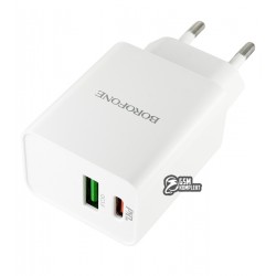 Сетевое зарядное устройство Borofone BA69A |1USB/1Type-C, 20W/3A, PD/QC|