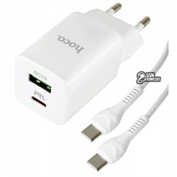Зарядное устройство Hoco N13 PD30W+QC3.0 Type-C To Type-C, белое