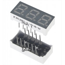 Индикатор 7-сегментный, OK, 3 разряда, 0.28 дюйма, красный E30281-L-O-8-W |22.5x10mm; красный; общий катод; динамика; h=7mm (0.28'')||