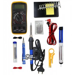 Набор для пайки AIDA A-806+ (паяльник 60W, рег. t 200-450 гр C, жала 900M 6шт, мультиметр, инструменты и расходники)