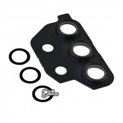 Скло камери для Samsung A325 Galaxy A32, чорне, з рамкою, комплект 3 шт.