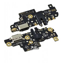 Шлейф для Xiaomi Redmi Note 8 Pro, коннектора зарядки, коннектора гарнитуры, с компонентами, с микрофоном, high copy, (плата зарядки), M1906G7I