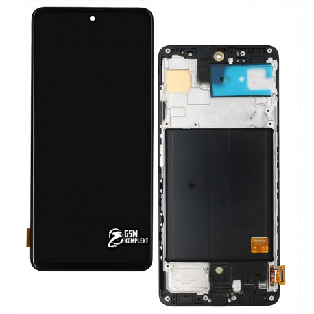 Дисплей для Samsung A515 Galaxy A51, A515F/DS Galaxy A51, чорний, з сенсорним екраном, з рамкою, з вузьким обідком, (OLED), High Copy
