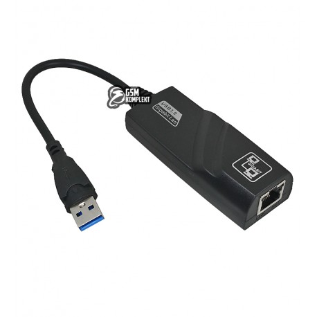 LAN переходник USB - Ethernet (штекер USB3.0- гнездо RJ-45),с проводом, черный