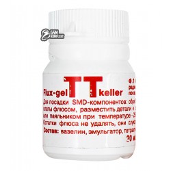 Флюс-гель "TT", "KELLER", індикаторний, для пайки радіотехнічних виробів при температурі +250 С °, 20 мл