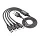 Кабель Micro-USB+Lightning+Lightning+Type-C - USB, 4 в1, Hoco X76 Super charging cable, 1 метр, 2А, черный, черный