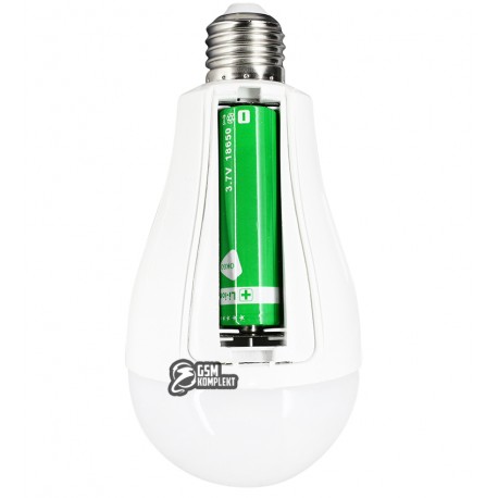 Лампочка (аккумуляторная 18650) 15Вт, в патрон Е27, энергосберегающая (LED)