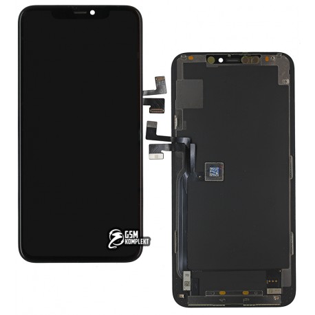 Дисплей для iPhone 11 Pro Max, чорний, з сенсорним екраном, з рамкою, PRC, Self-welded OEM