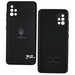 Чехол для Samsung A515 Galaxy A51, Silicone cover ТРИЗУБ, софттач силикон, черный