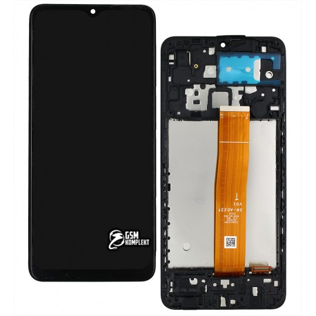 Дисплей для Samsung A022F Galaxy A02, черный, с рамкой, High Copy