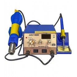 Паяльная станция Aida 886D, фен с цифровой индикацией, паяльник с аналоговой регулировкой t, USB 5V 2A Паяльная станция Aida 886D, фен с цифровой индикацией, паяльник с аналоговой регулировкой t, USB 5V 2A