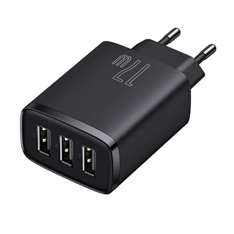 Зарядное устройство Baseus Compact Charger 3U 17W EU |3USB, QC, 3A| (CCXJ020101) (black)
