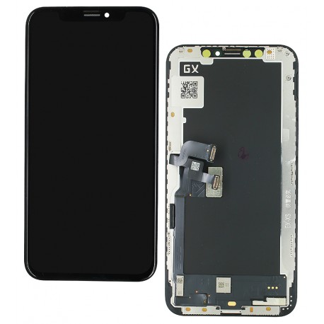 Дисплей iPhone XS, черный, с сенсорным экраном, с рамкой, (OLED), High Copy, GX-AMOLED