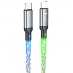 Кабель Type-C - Type-C, Hoco U112 Shine charging data, 1.2м, 3А / 60Вт, силіконовий, серый с подсветкой Кабель Type-C - Type-C, Hoco U112 Shine charging data, 1.2м, 3А / 60Вт, силіконовий, серый с подсветкой
