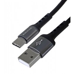 Кабель Type-C - USB, Borofone BU33, 1,2 м, 2,4А, с индикатором, черный