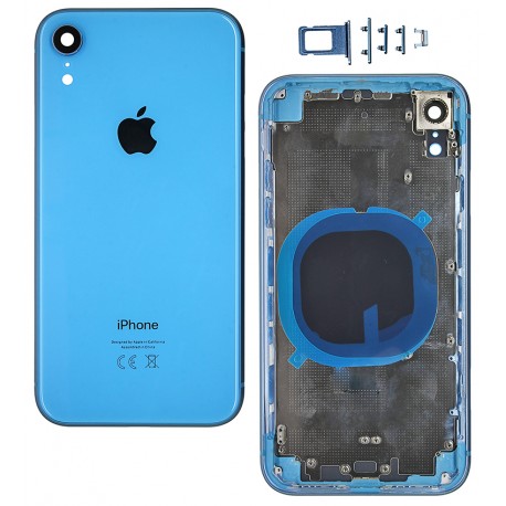 Корпус для iPhone XR, синий, с держателем SIM-карты, с боковыми кнопками
