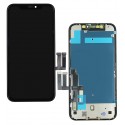Дисплей для iPhone 11, черный, с тачскрином, с рамкой, (TFT), China quality, Tianma, с пластиками камеры, датчика приближения