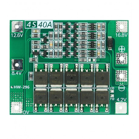BMS Контроллер заряда-разряда 4-х Li-Ion 18650, HX-4S-40A, 16.8В, 40А, enhanced