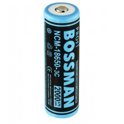 Акумулятор 18650 Bossman NCM, (Li-ion 3.7V 2000mAh), побутовий (опуклий плюс), без захисту Акумулятор 18650 Bossman NCM, (Li-ion 3.7V 2000mAh), побутовий (опуклий плюс), без захисту