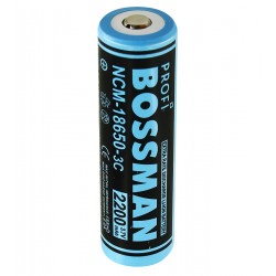 Акумулятор 18650 Bossman NCM, (Li-ion 3.7V 2200mAh), побутовий (опуклий плюс), без захисту Акумулятор 18650 Bossman NCM, (Li-ion 3.7V 2200mAh), побутовий (опуклий плюс), без захисту