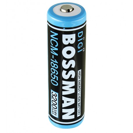 Аккумулятор 18650 Bossman NCM, (Li-ion 3.7V 3200mAh) , бытовой(выпуклый плюс), без защиты