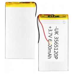 Аккумулятор универсальный, 120 мм, 65 мм, 3 мм, Li-ion 3,7 В,3500mAh 3565120Р Аккумулятор универсальный, 120 мм, 65 мм, 3 мм, Li-ion 3,7 В,3500mAh 3565120Р