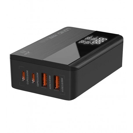 Зарядний пристрій LDNIO A4809C, настільний 2USB порт +2Type-C, PD100W/QC3.0, LED дисплей, чорний