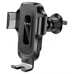Автотримач Hoco HW2 Wise, автоматичний з бездротовою зарядкою, (air outlet) | 5-15W | чорний