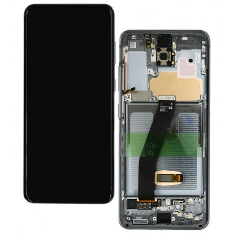 Дисплей для Samsung G980 Galaxy S20, G981 Galaxy S20 5G, сірий, з сенсорним екраном, з рамкою, оригінал, service pack box, (GH82-22131A / GH82-22123A