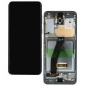 Дисплей для Samsung G980 Galaxy S20, G981 Galaxy S20 5G, сірий, з сенсорним екраном, з рамкою, оригінал, service pack box, (GH82-22131A / GH82-22123A